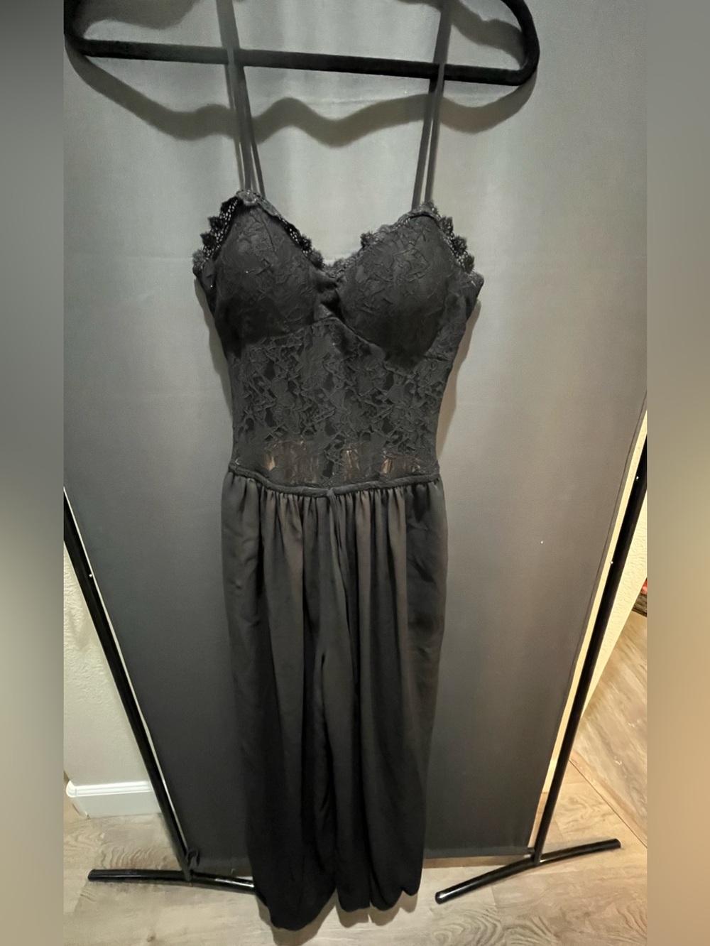 Futario NWT black lace bustier bohemian women's jumpsuit